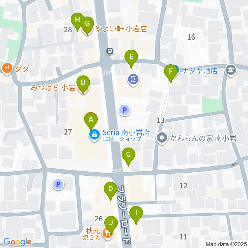 南小岩バッハザール周辺のファミレス・ファーストフード一覧地図