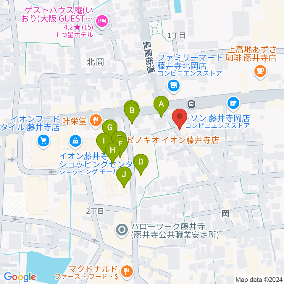 古民家カフェ楽時屋（たのしや）周辺のファミレス・ファーストフード一覧地図