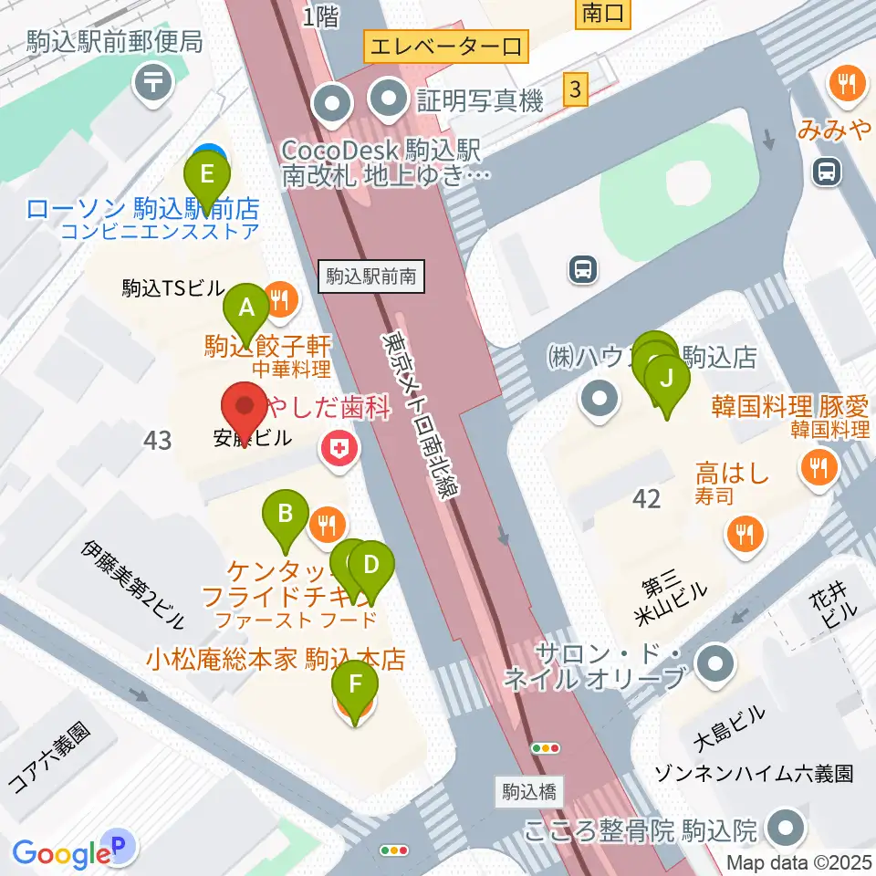 ムラーラミュージックオフィス周辺のファミレス・ファーストフード一覧地図