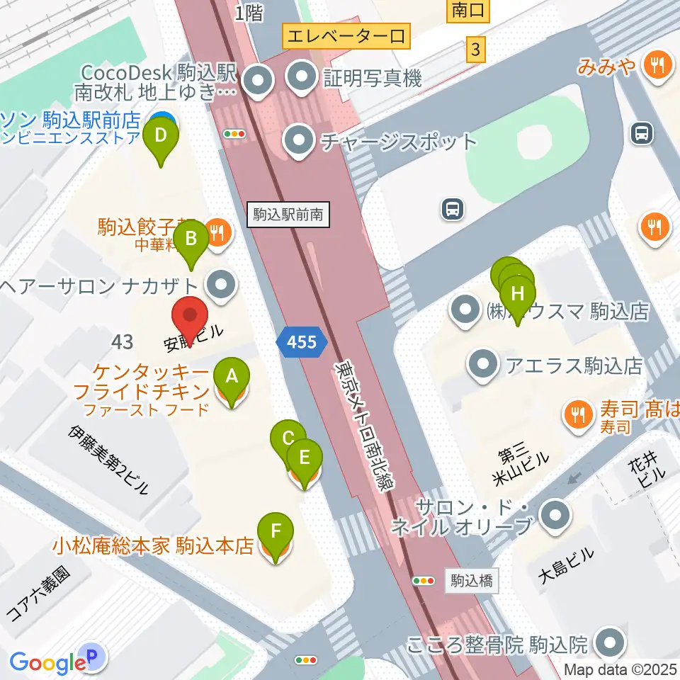 ムラーラミュージックオフィス周辺のファミレス・ファーストフード一覧地図