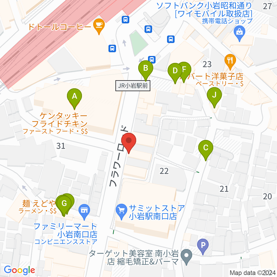 音曲堂周辺のファミレス・ファーストフード一覧地図