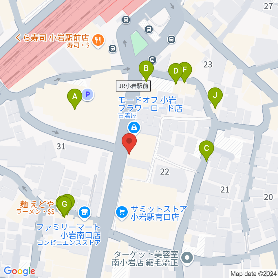 音曲堂周辺のファミレス・ファーストフード一覧地図