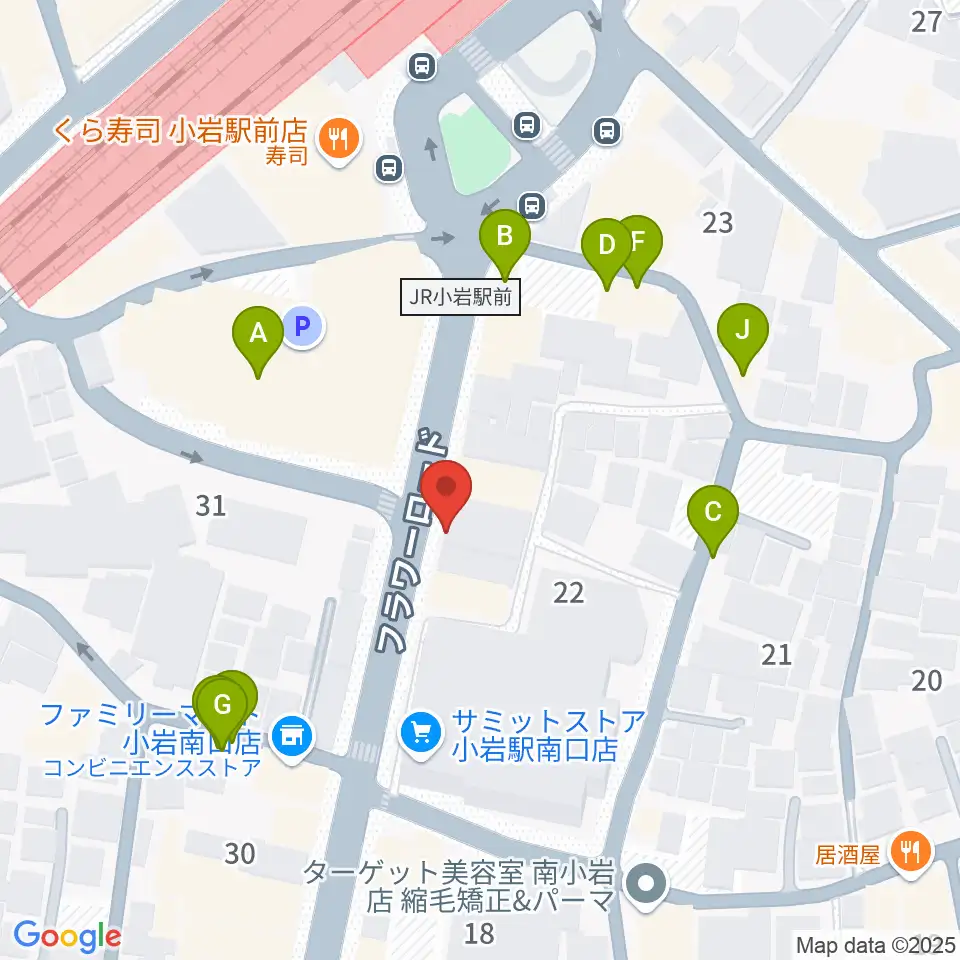 音曲堂周辺のファミレス・ファーストフード一覧地図