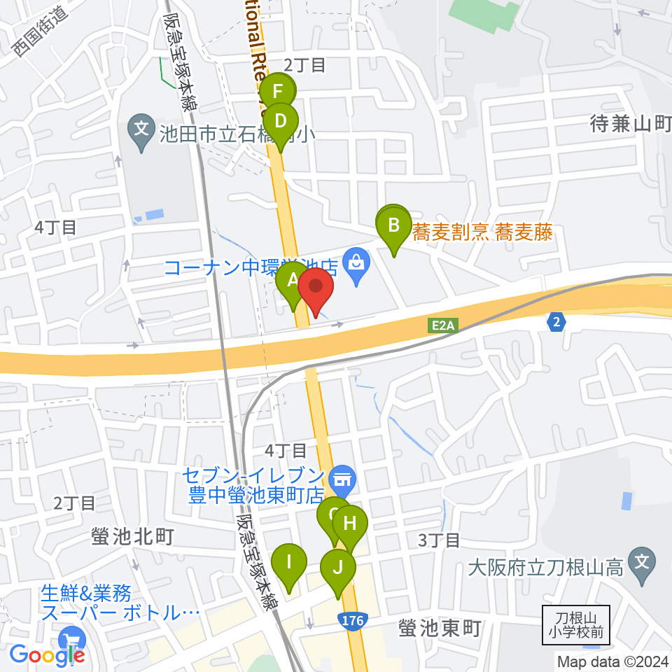 ナルホド周辺のファミレス・ファーストフード一覧地図