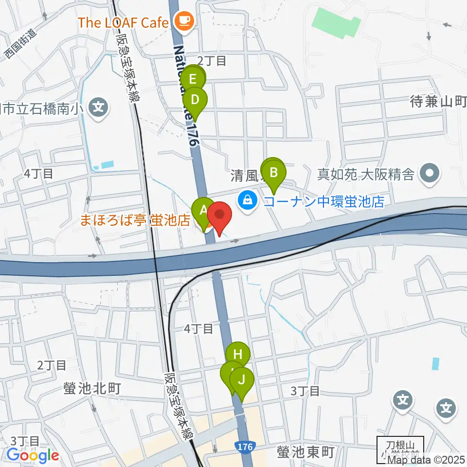 ナルホド周辺のファミレス・ファーストフード一覧地図