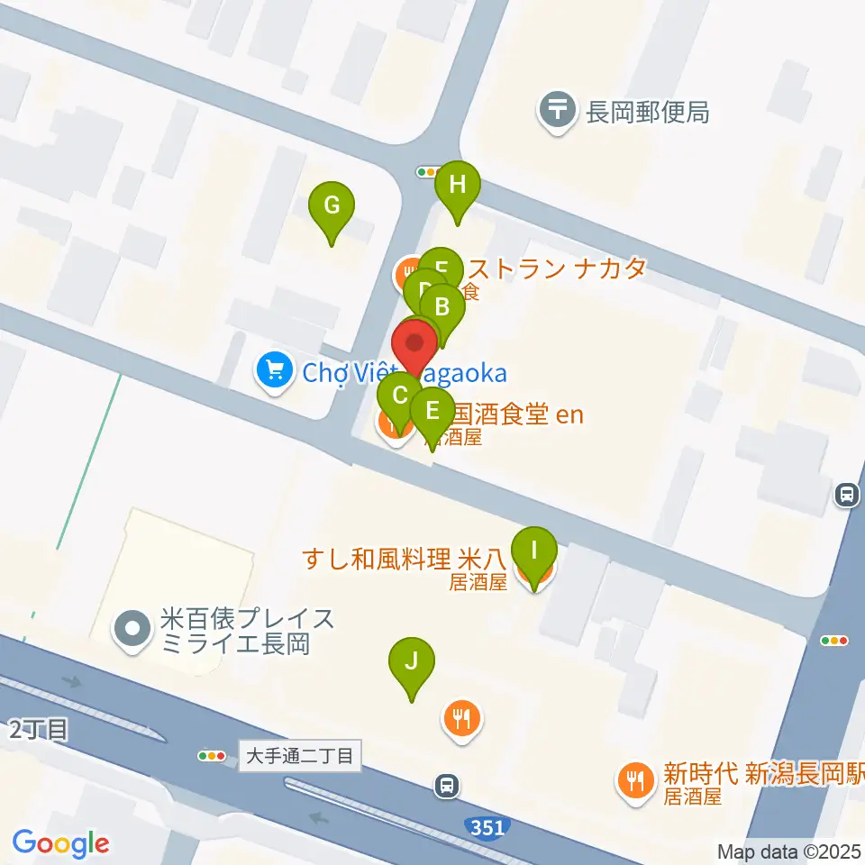 音楽色堂周辺のファミレス・ファーストフード一覧地図
