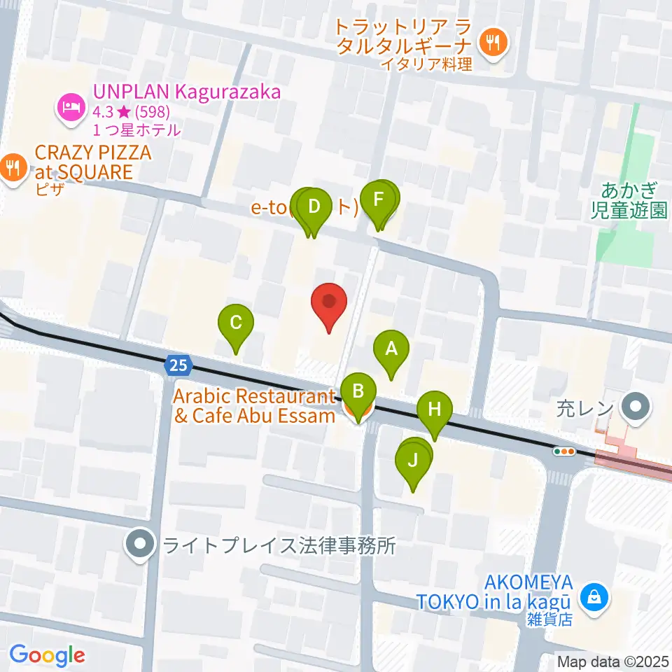 神楽坂マッシュレコード周辺のファミレス・ファーストフード一覧地図