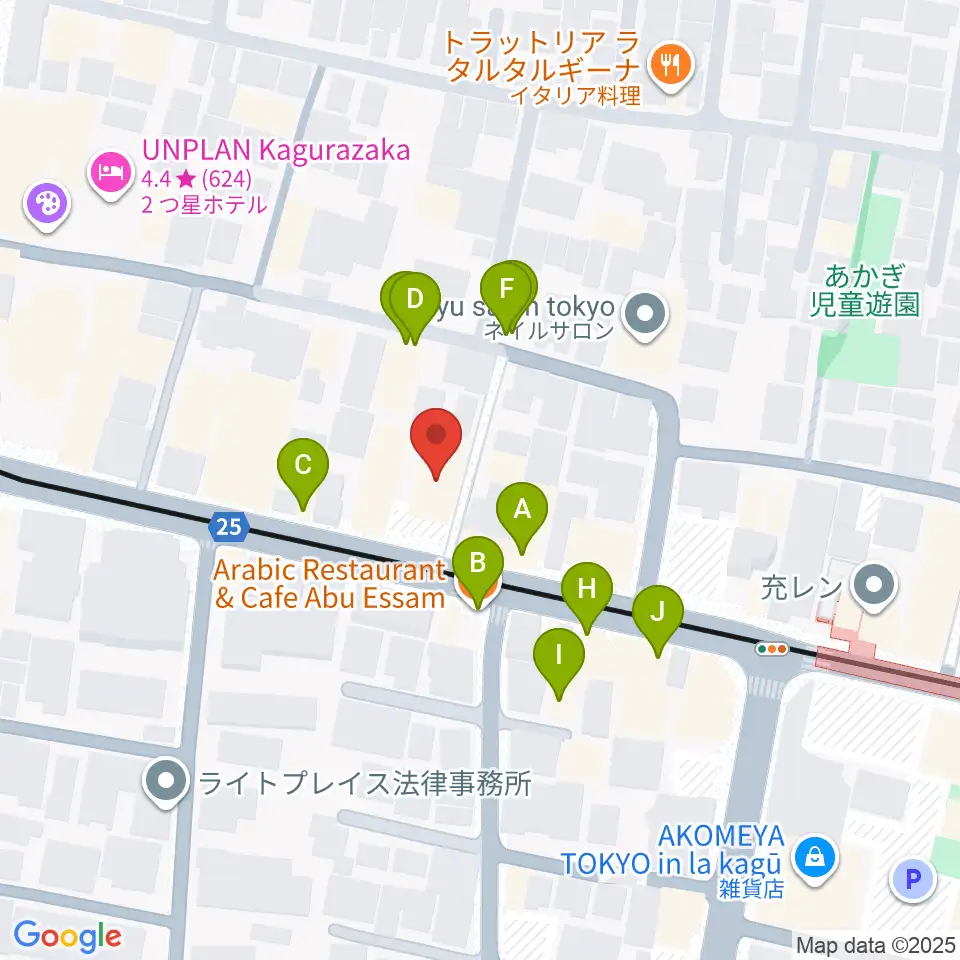 神楽坂マッシュレコード周辺のファミレス・ファーストフード一覧地図