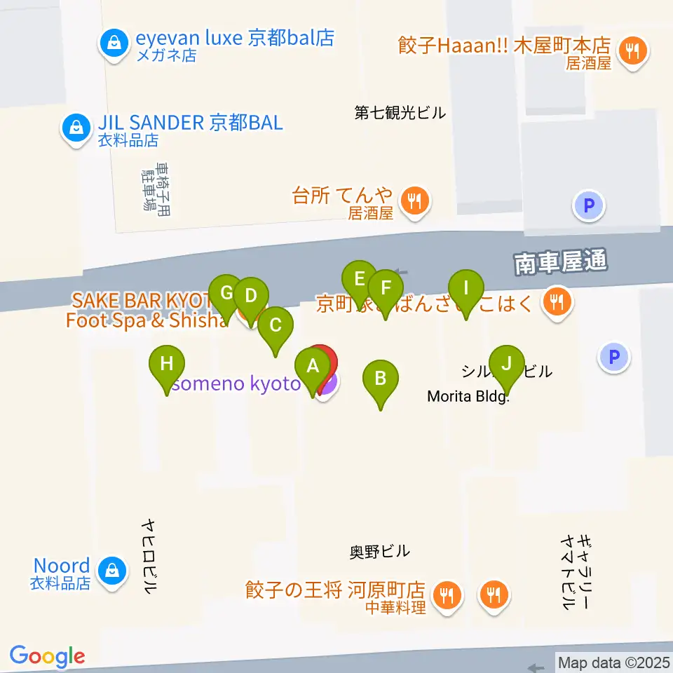 someno kyoto周辺のファミレス・ファーストフード一覧地図