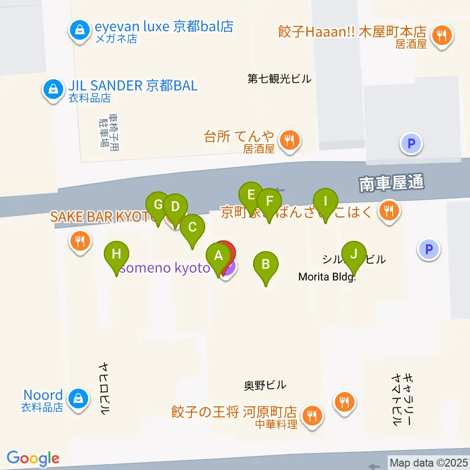 someno kyoto周辺のファミレス・ファーストフード一覧地図