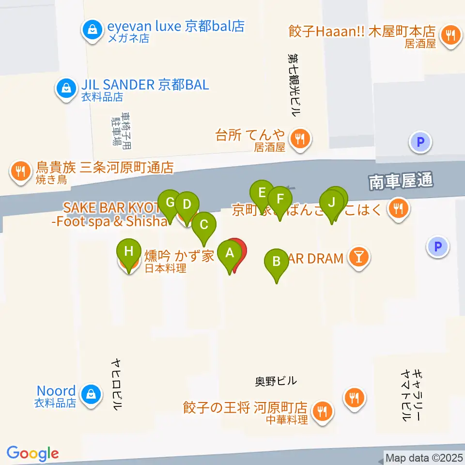 someno kyoto周辺のファミレス・ファーストフード一覧地図