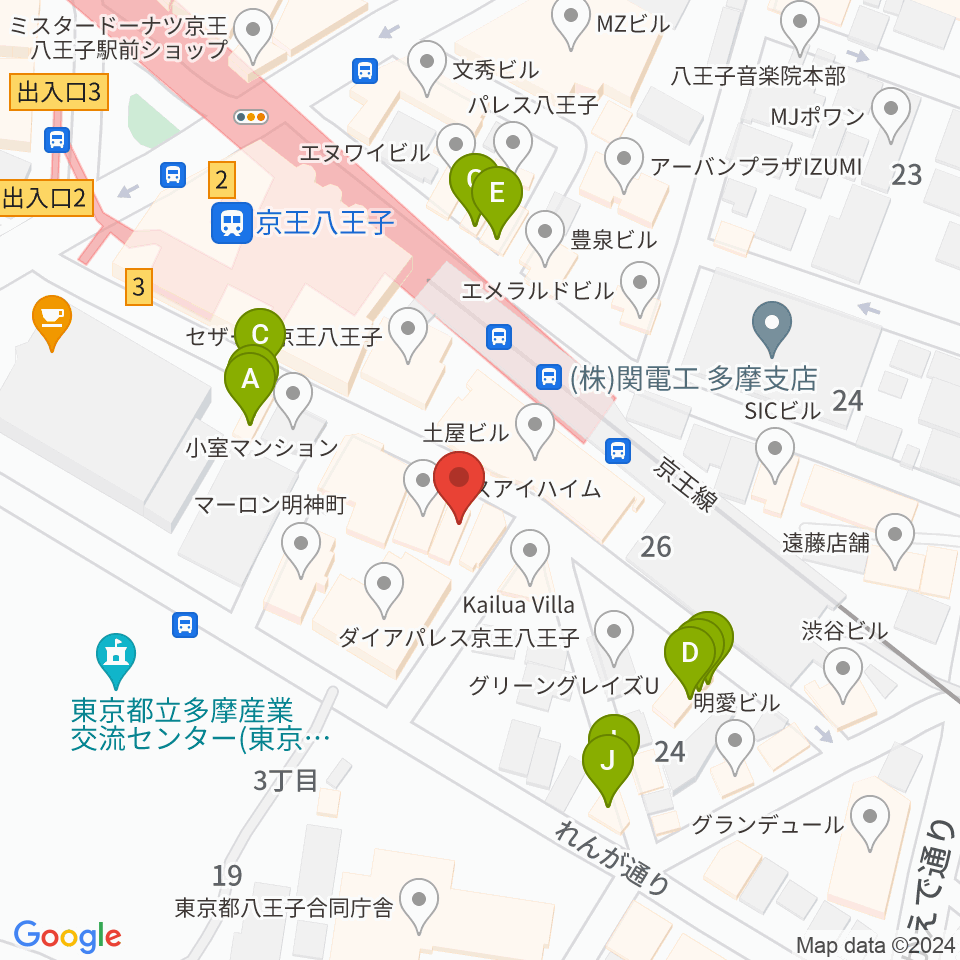 スタジオネイ周辺のファミレス・ファーストフード一覧地図