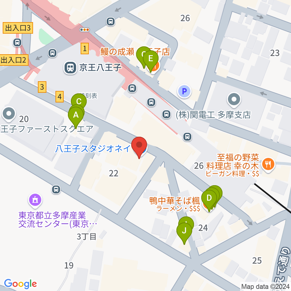 スタジオネイ周辺のファミレス・ファーストフード一覧地図