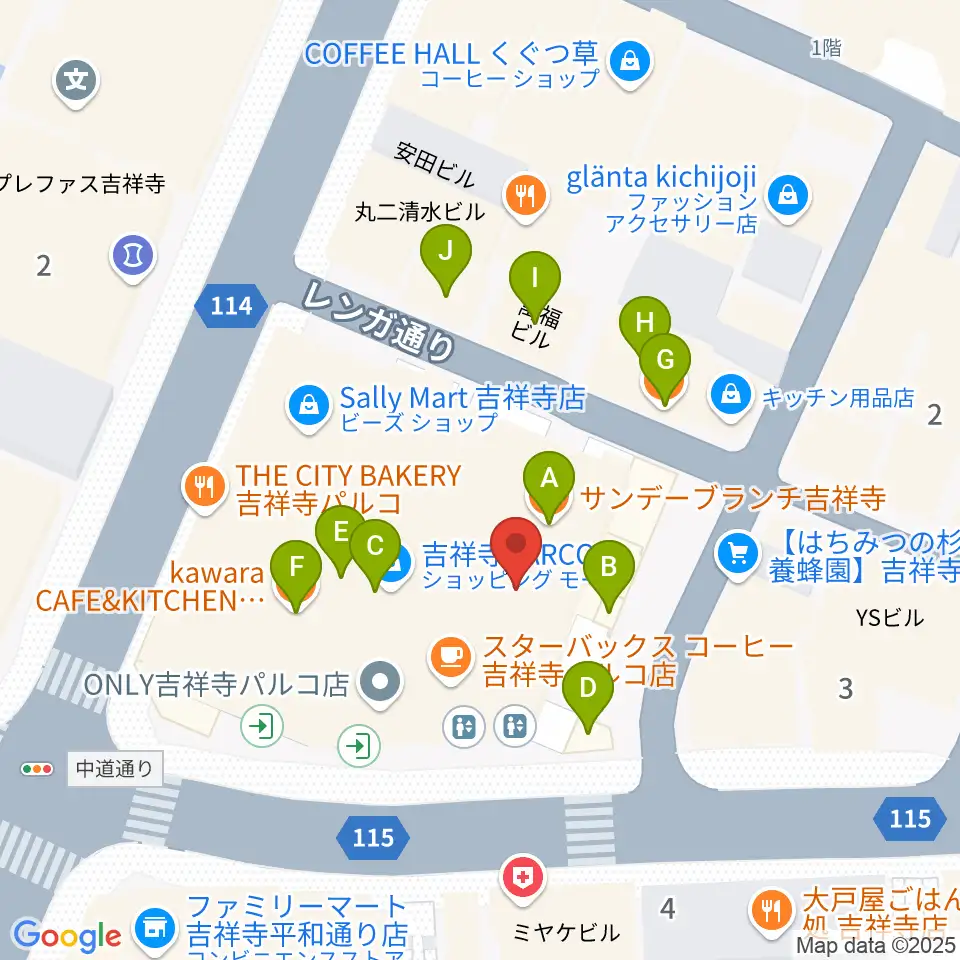 島村楽器 吉祥寺パルコ店周辺のファミレス・ファーストフード一覧地図