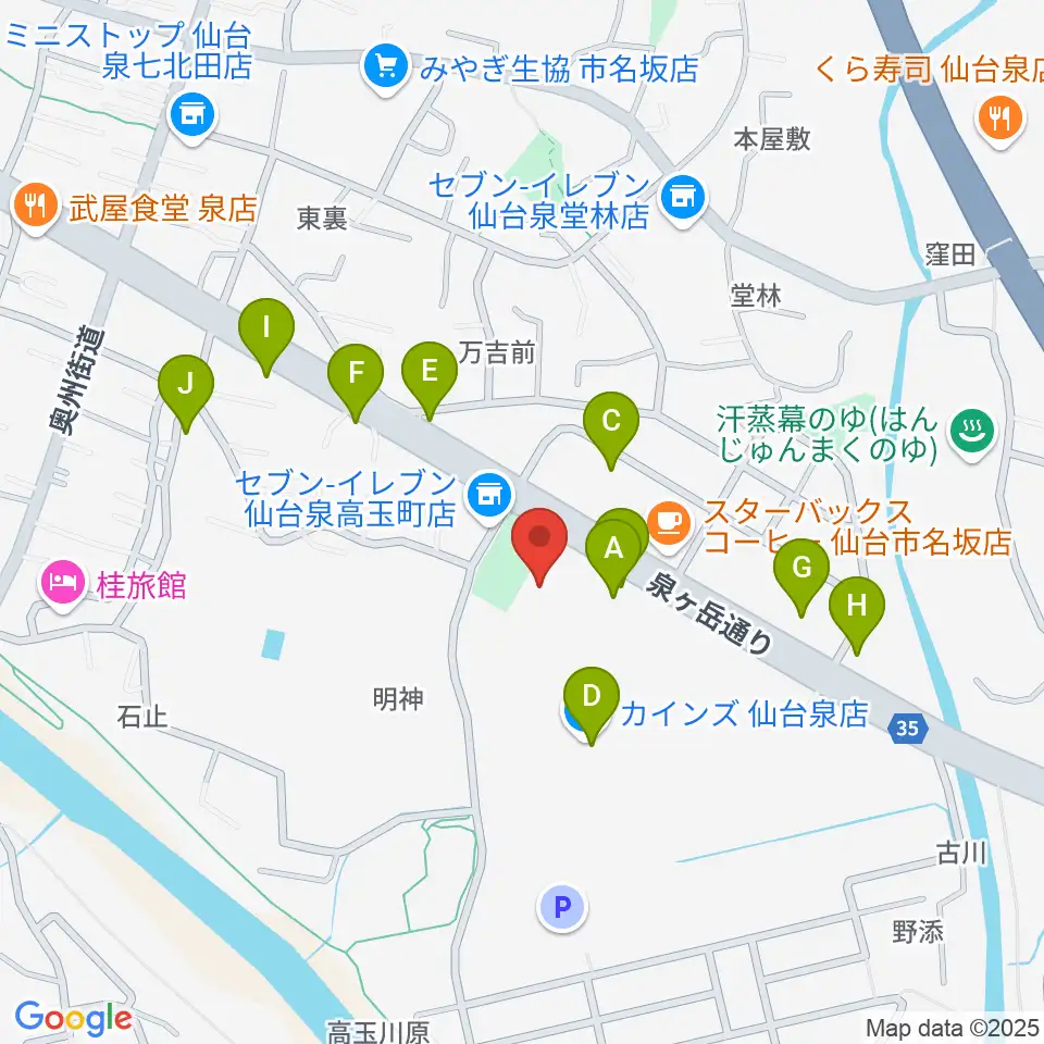 MIFA Football Park 仙台周辺のファミレス・ファーストフード一覧地図