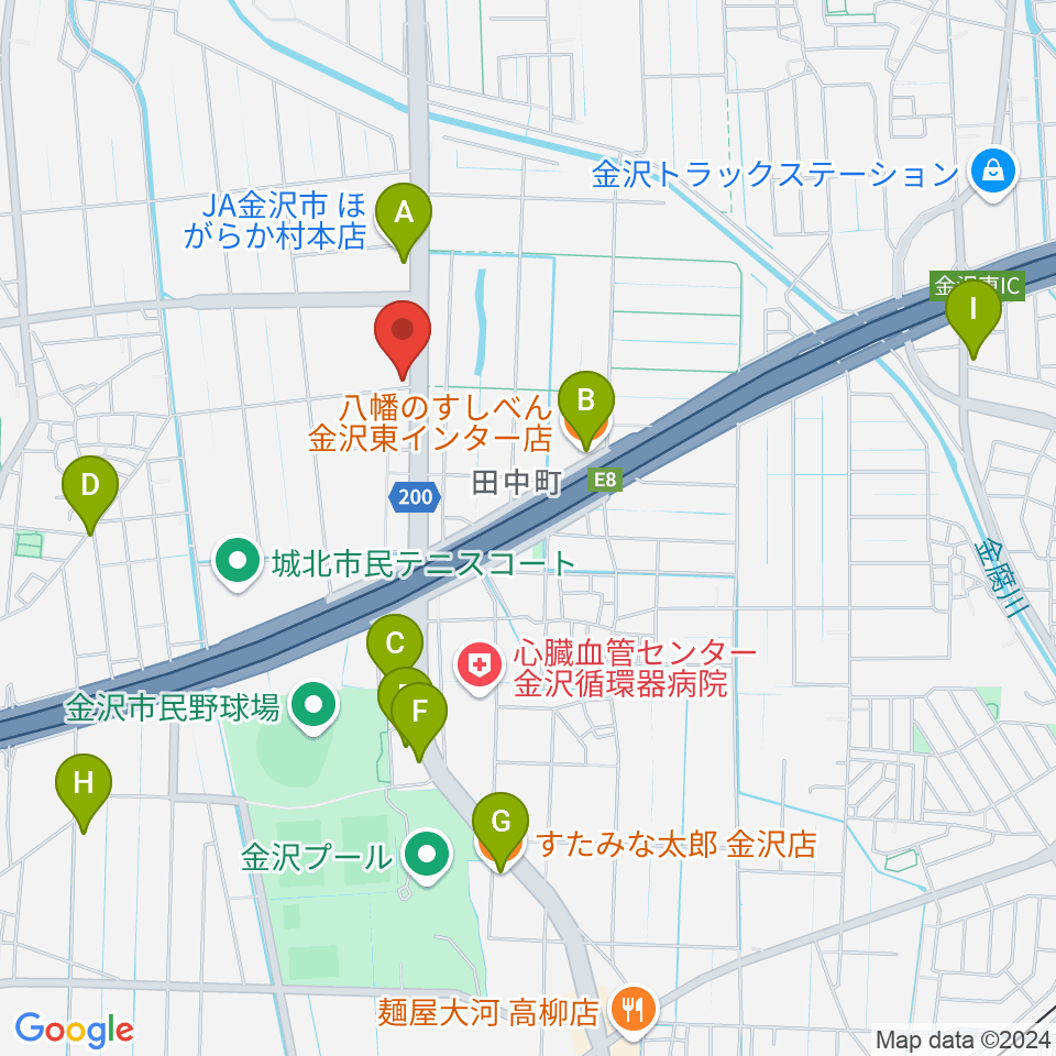 金沢NOEL fusion周辺のファミレス・ファーストフード一覧地図