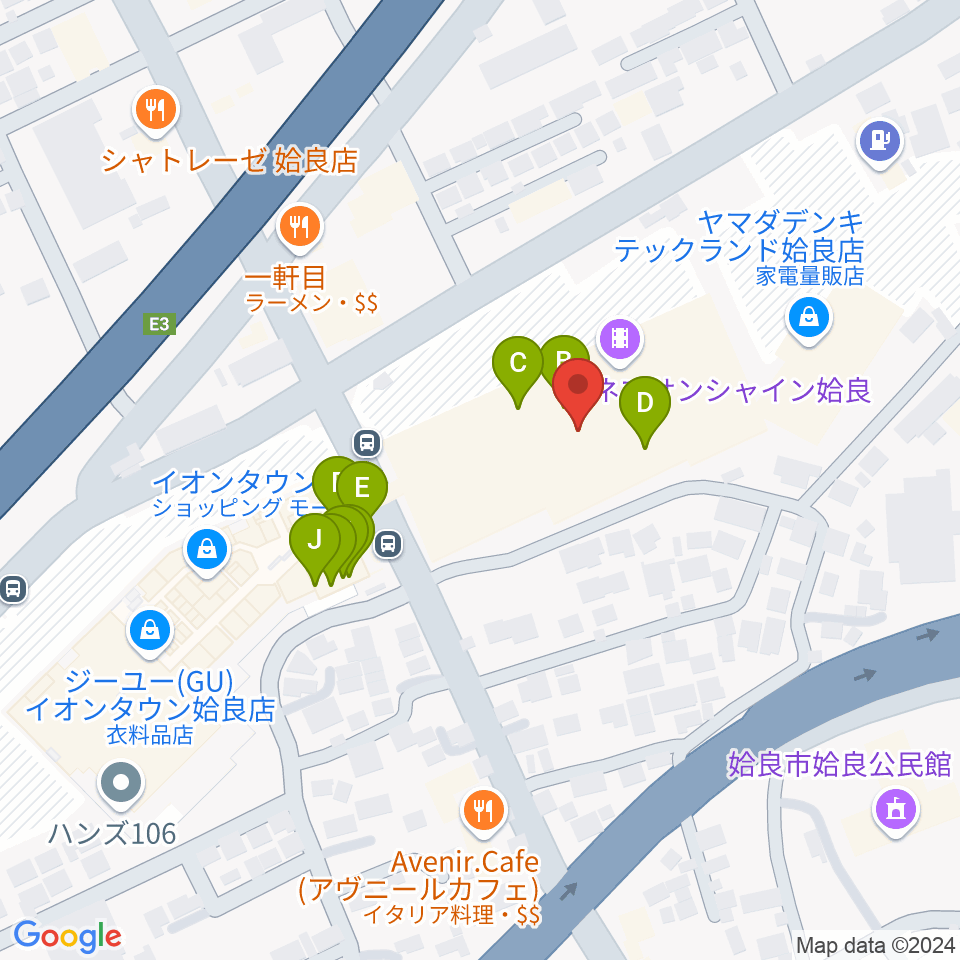 あいらびゅーFM周辺のファミレス・ファーストフード一覧地図