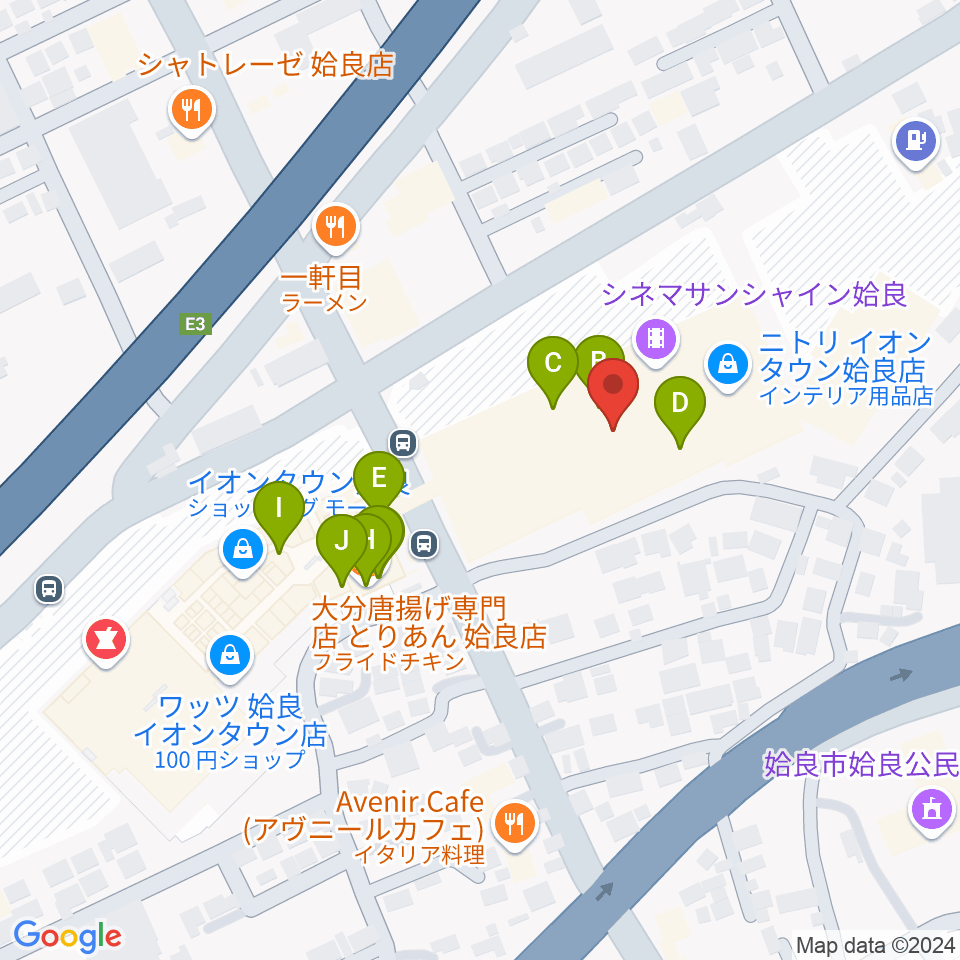 あいらびゅーFM周辺のファミレス・ファーストフード一覧地図