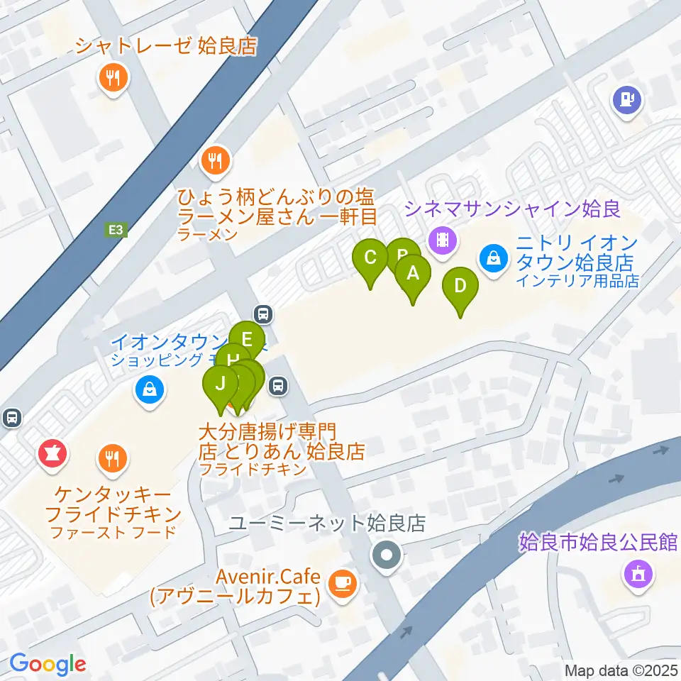 あいらびゅーFM周辺のファミレス・ファーストフード一覧地図