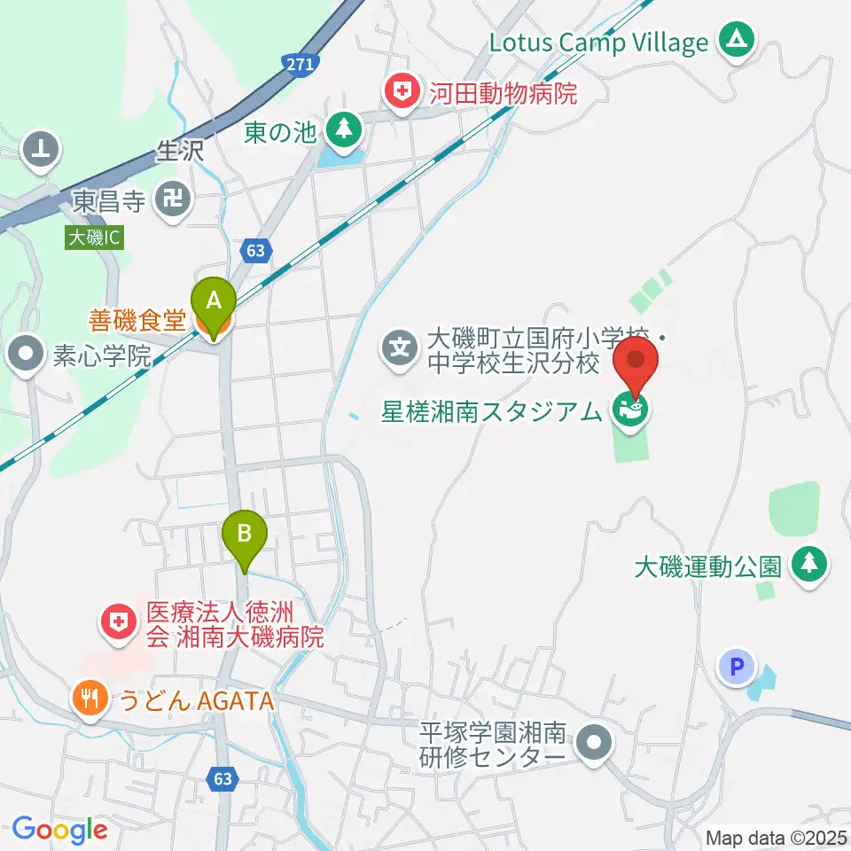 FM湘南マジックウェイブ周辺のファミレス・ファーストフード一覧地図