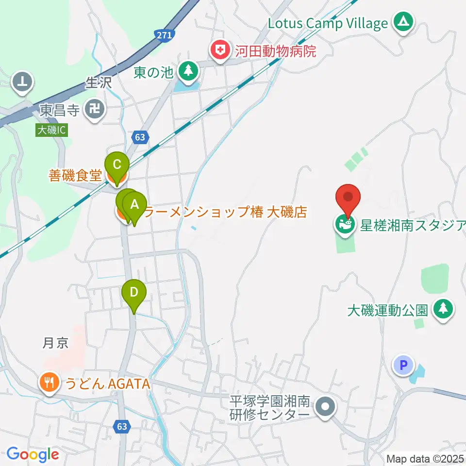 FM湘南マジックウェイブ周辺のファミレス・ファーストフード一覧地図