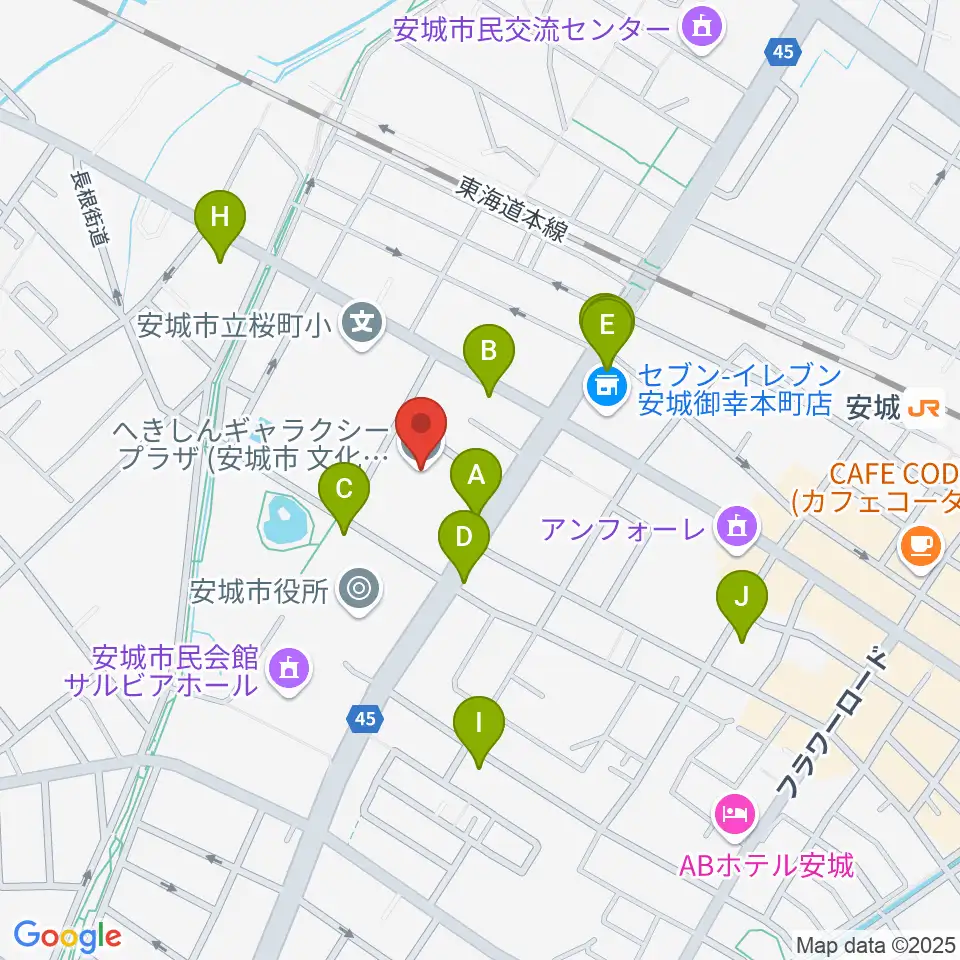 へきしんギャラクシープラザ周辺のファミレス・ファーストフード一覧地図