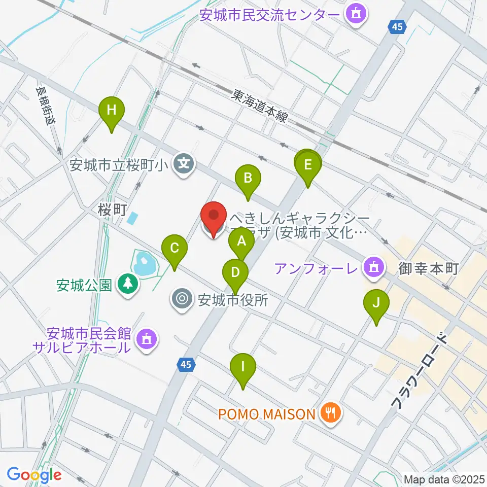 へきしんギャラクシープラザ周辺のファミレス・ファーストフード一覧地図