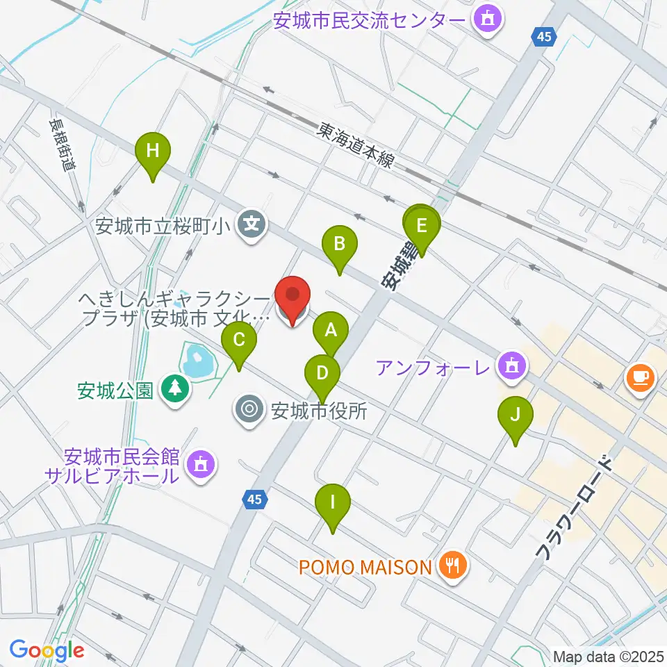 へきしんギャラクシープラザ周辺のファミレス・ファーストフード一覧地図