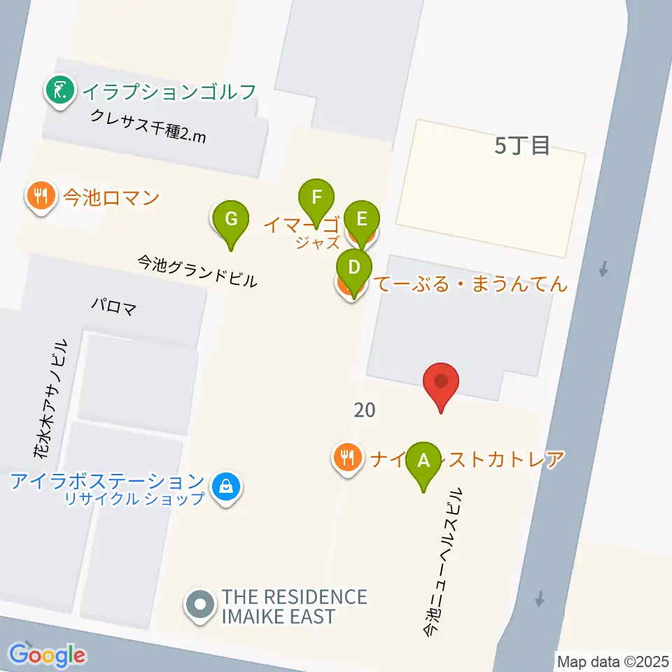 今池イマーゴ周辺のファミレス・ファーストフード一覧地図