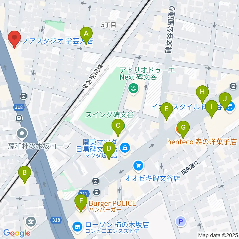 サウンドスタジオノア 学芸大店周辺のファミレス・ファーストフード一覧地図