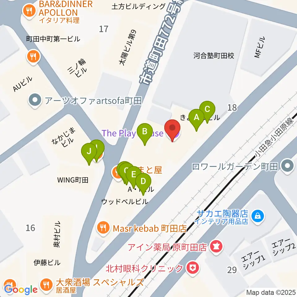 SEALミュージックスクール町田校周辺のファミレス・ファーストフード一覧地図