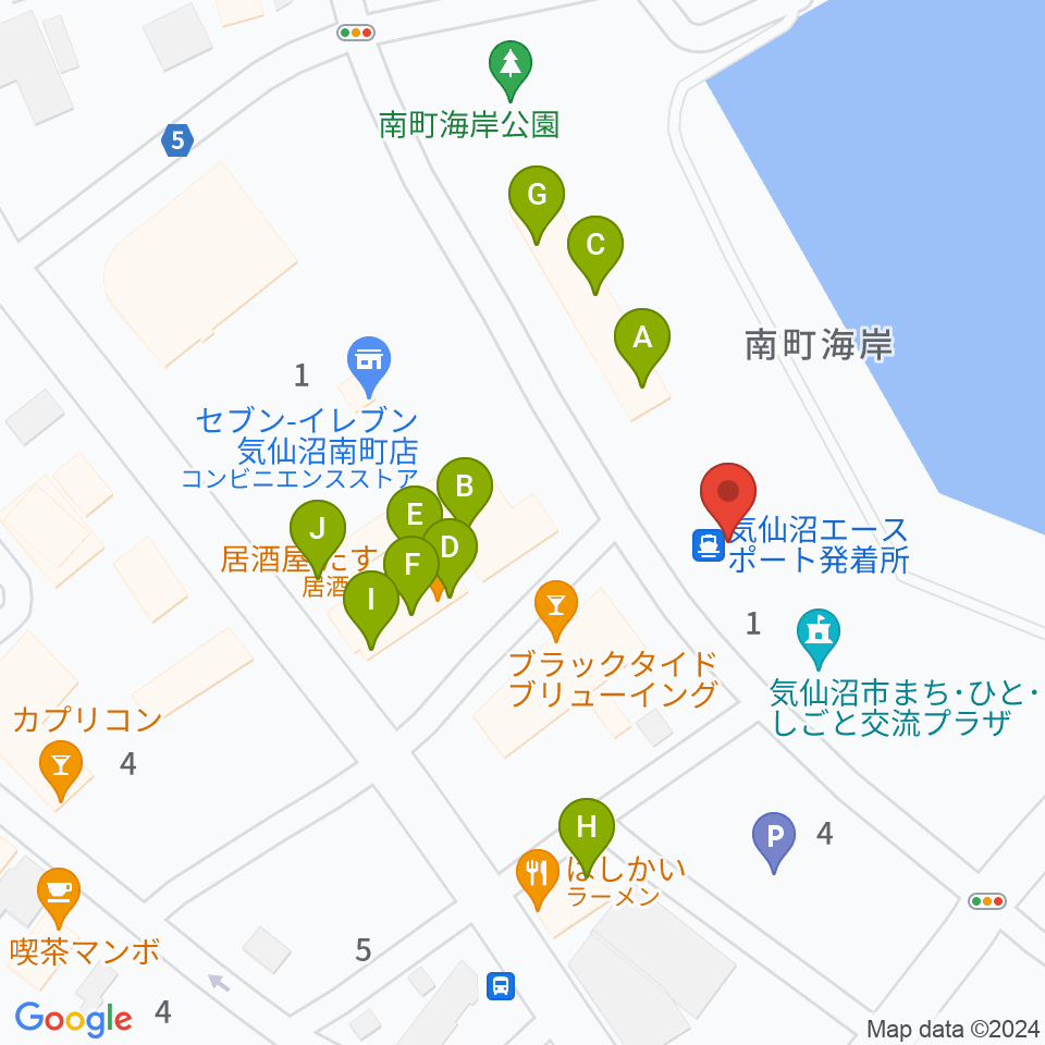 ラヂオ気仙沼 ぎょっとエフエム周辺のファミレス・ファーストフード一覧地図