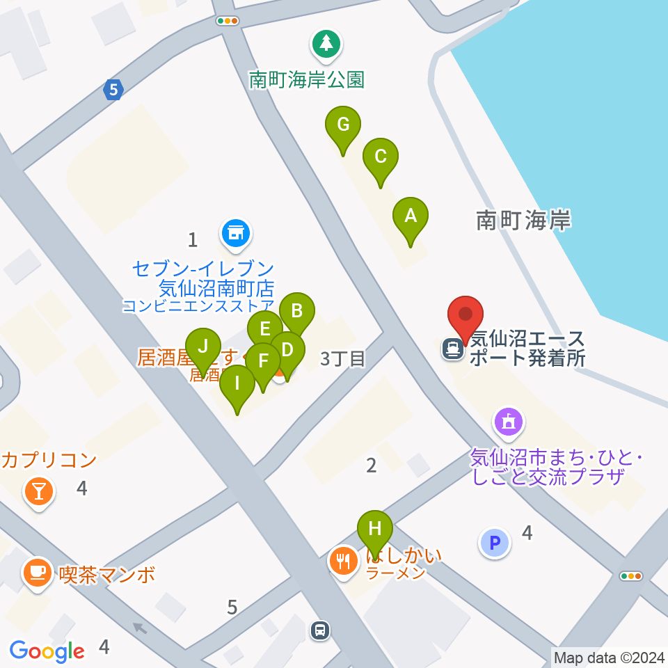 ラヂオ気仙沼 ぎょっとエフエム周辺のファミレス・ファーストフード一覧地図