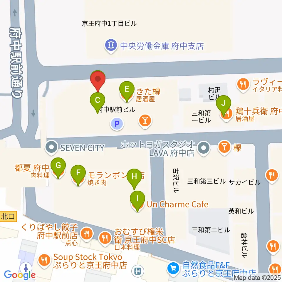 カワイ音楽教室 府中駅前センター周辺のファミレス・ファーストフード一覧地図