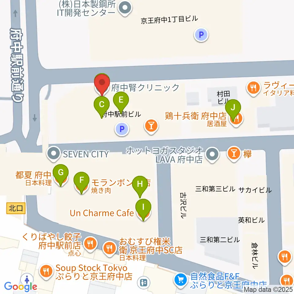 カワイ音楽教室 府中駅前センター周辺のファミレス・ファーストフード一覧地図