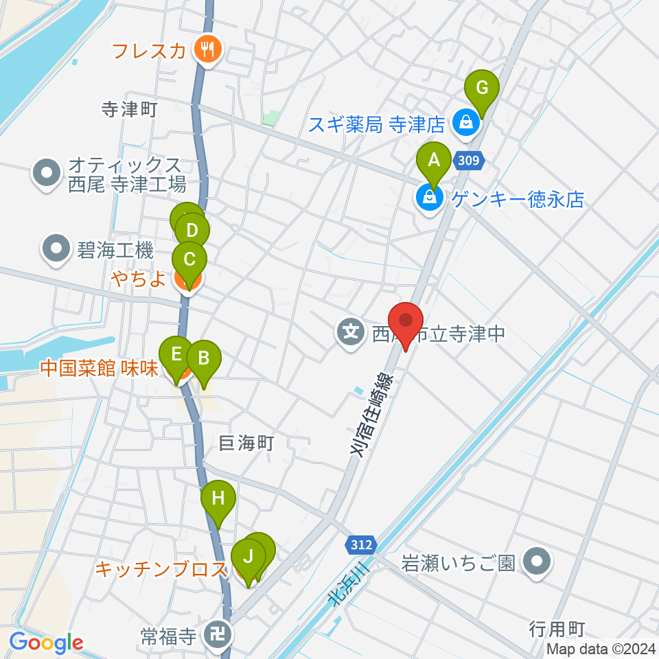 Tzミュージックスクール周辺のファミレス・ファーストフード一覧地図