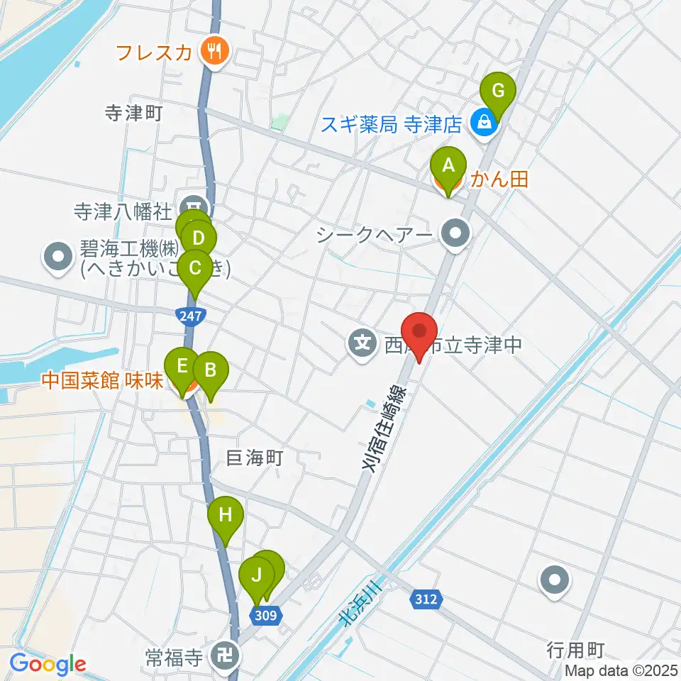 Tzミュージックスクール周辺のファミレス・ファーストフード一覧地図