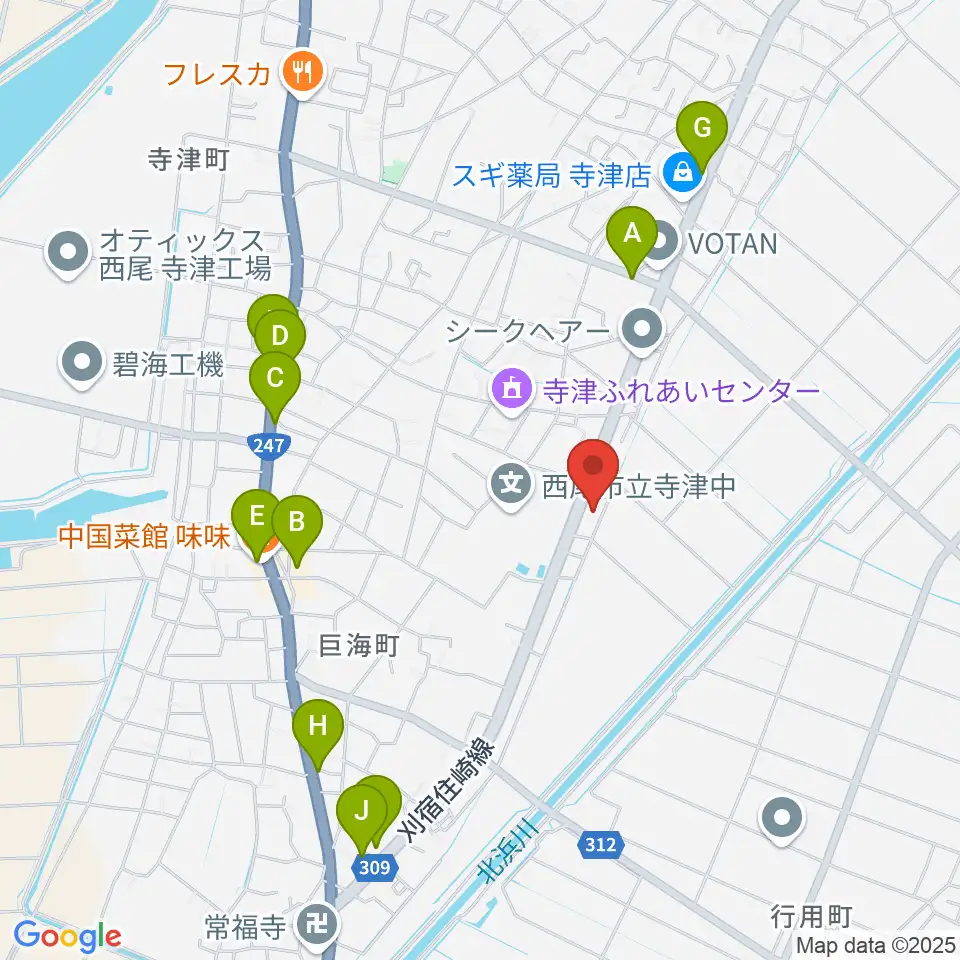 Tzミュージックスクール周辺のファミレス・ファーストフード一覧地図