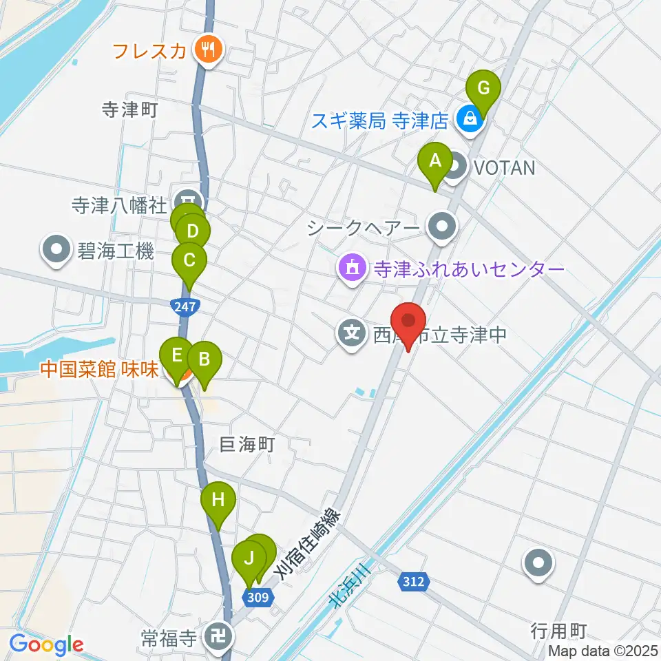 Tzミュージックスクール周辺のファミレス・ファーストフード一覧地図