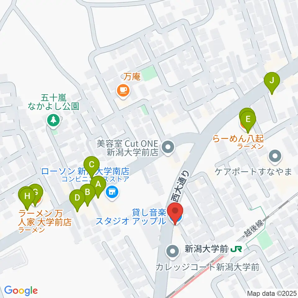 スタジオアップル周辺のファミレス・ファーストフード一覧地図