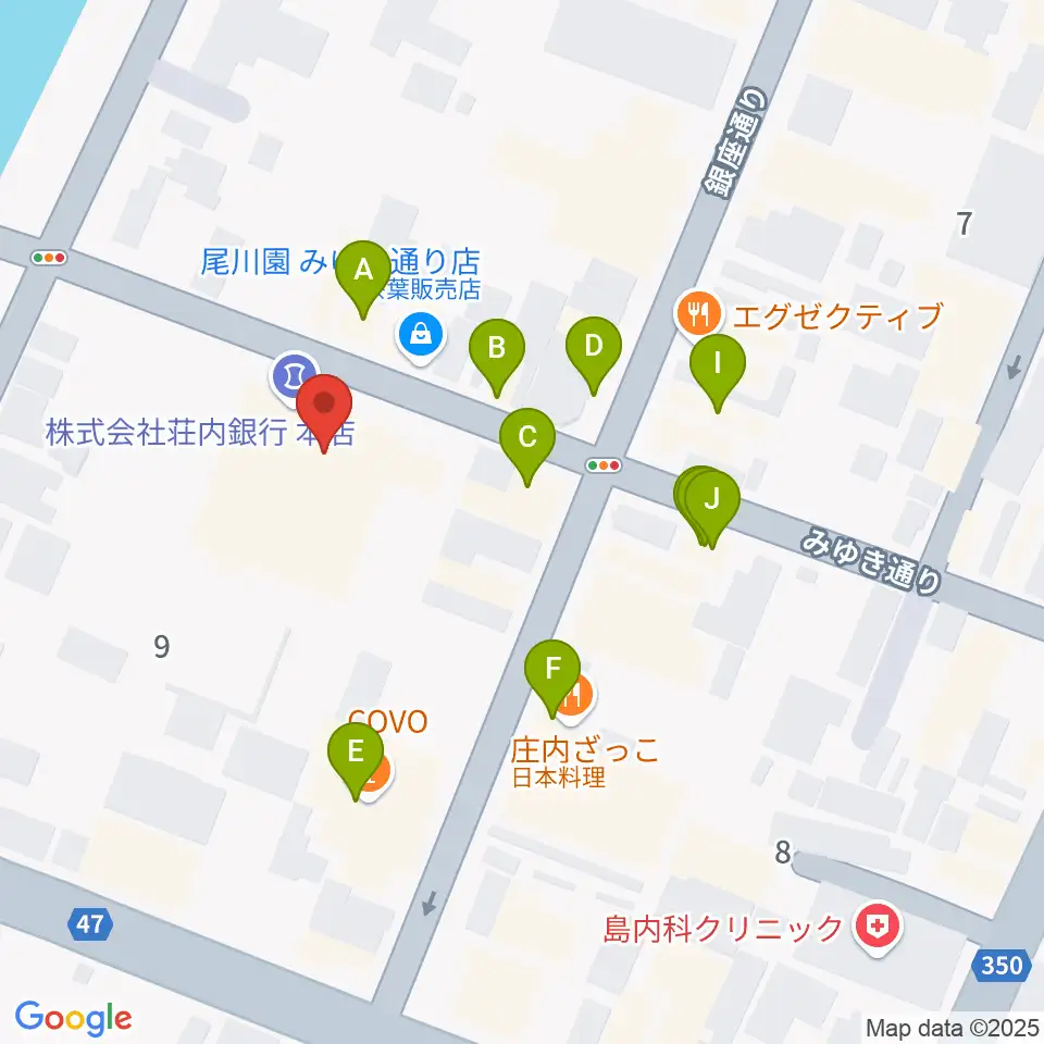 荘銀本店ホール周辺のファミレス・ファーストフード一覧地図