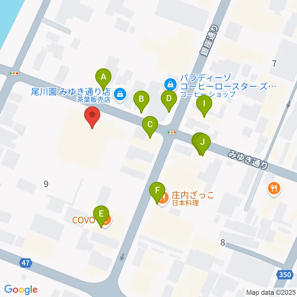 荘銀本店ホール周辺のファミレス・ファーストフード一覧地図