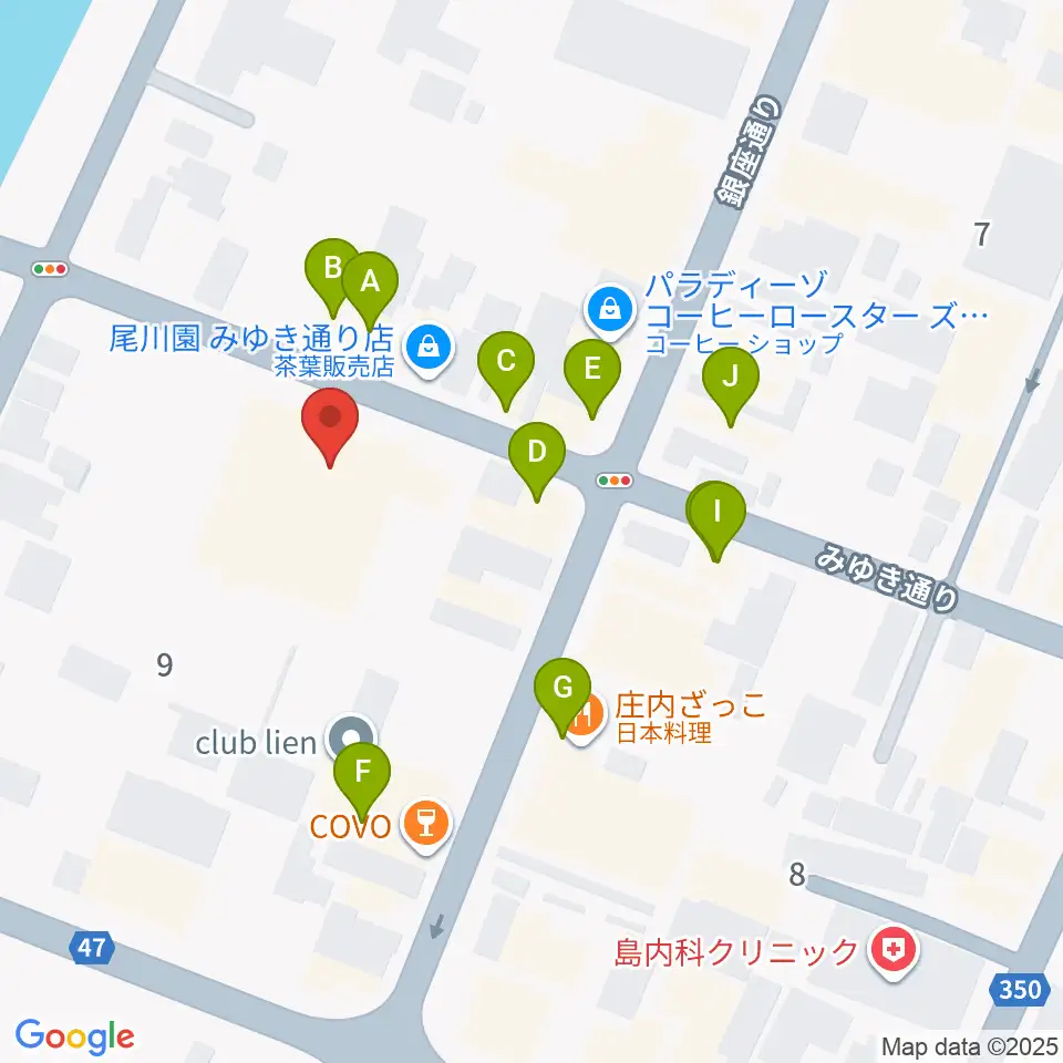 荘銀本店ホール周辺のファミレス・ファーストフード一覧地図