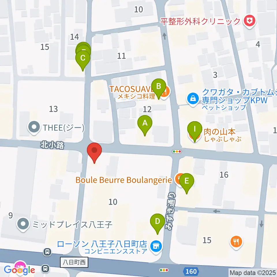 八王子サクラヤコーヒー店周辺のファミレス・ファーストフード一覧地図