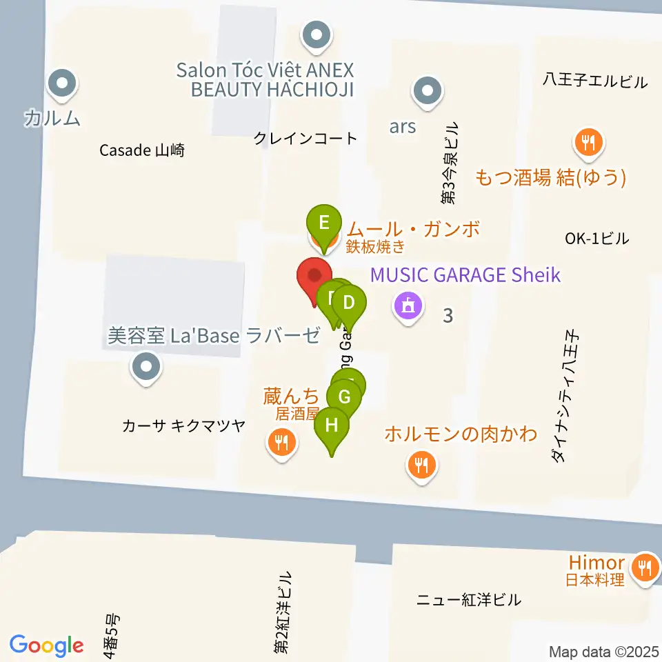 八王子ブッチャー周辺のファミレス・ファーストフード一覧地図