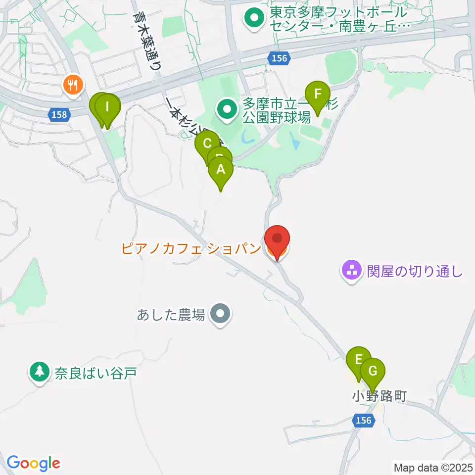 町田ピアノカフェショパン周辺のファミレス・ファーストフード一覧地図