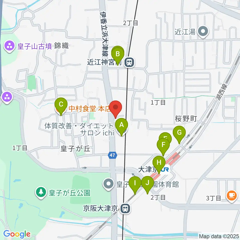 ヒラヤマ管楽器工房周辺のファミレス・ファーストフード一覧地図