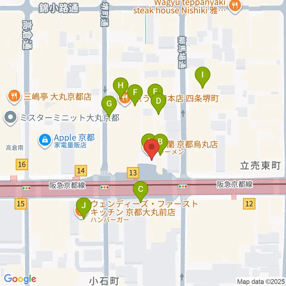 京都MUSE周辺のファミレス・ファーストフード一覧地図