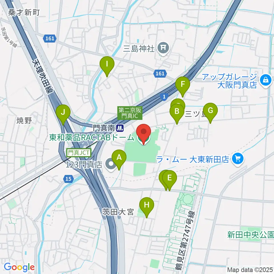 東和薬品RACTABドーム周辺のファミレス・ファーストフード一覧地図