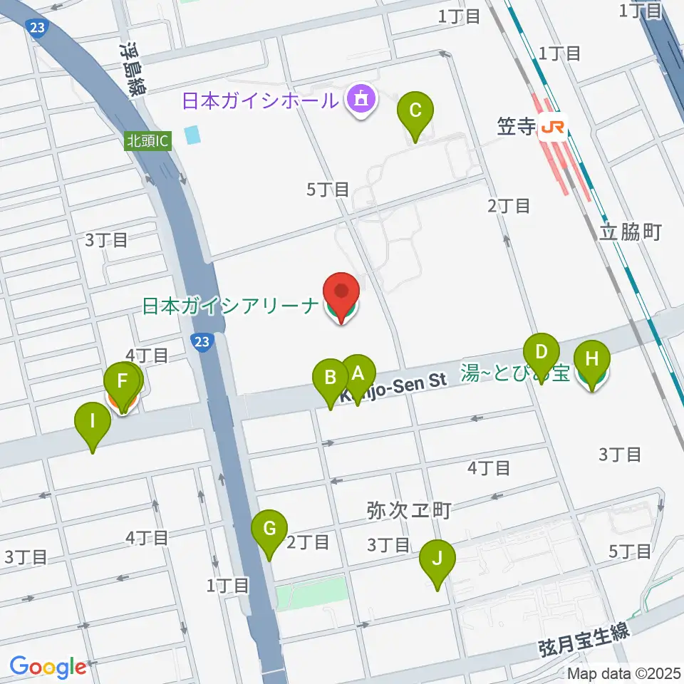日本ガイシアリーナ周辺のファミレス・ファーストフード一覧地図